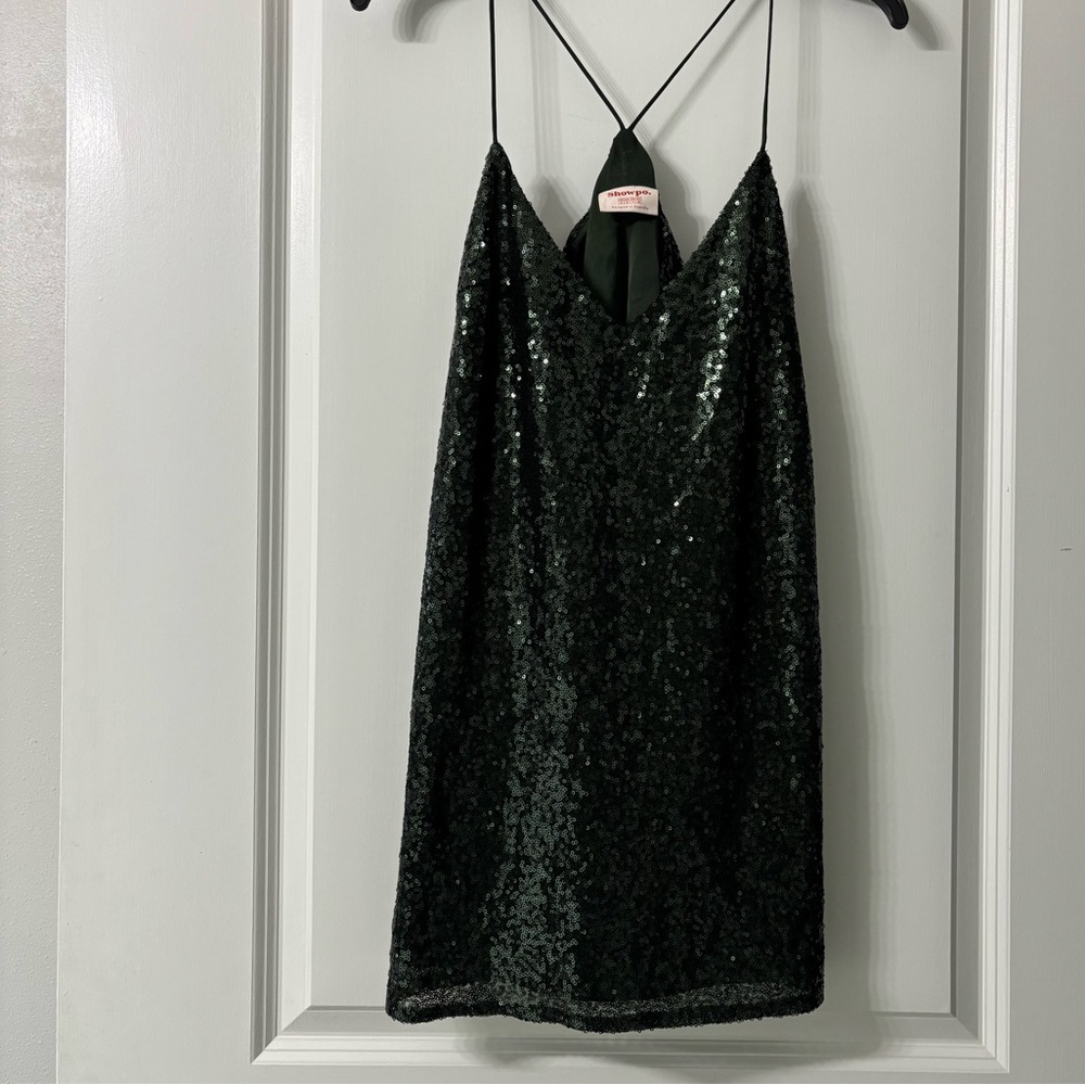 Showpo. Dark Green Sequin Dress size US 4